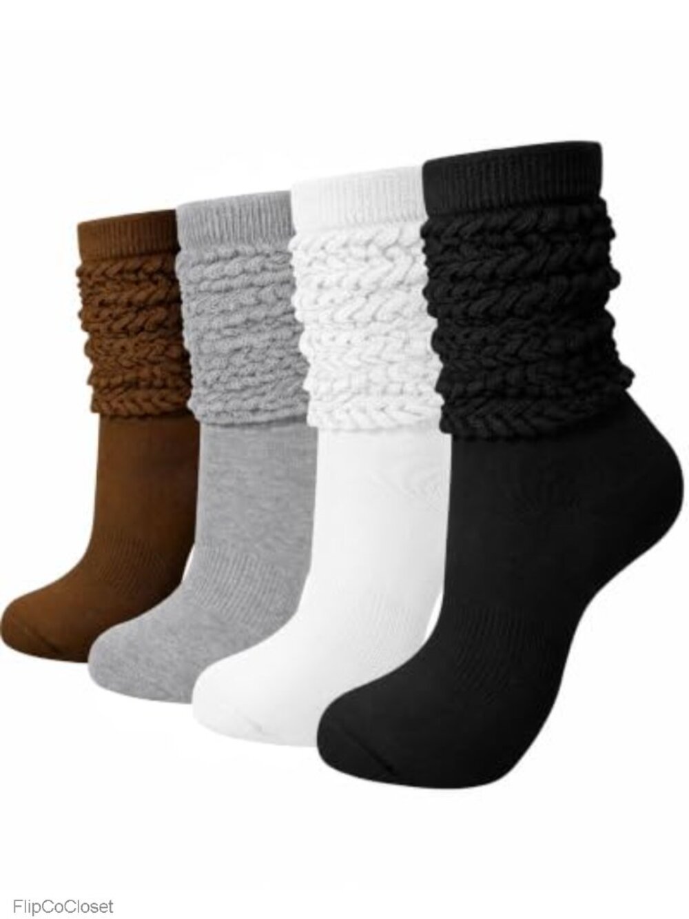 Slouchy Scrunch Knee High Boot Socks Women 4 Pairs Cotton Cushioned
